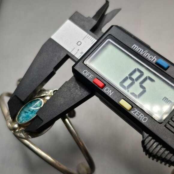 VTG Southwestern Sterling Silver Bracelet 6.75" Crushed Turquoise Feather Charm - Picture 12 of 15